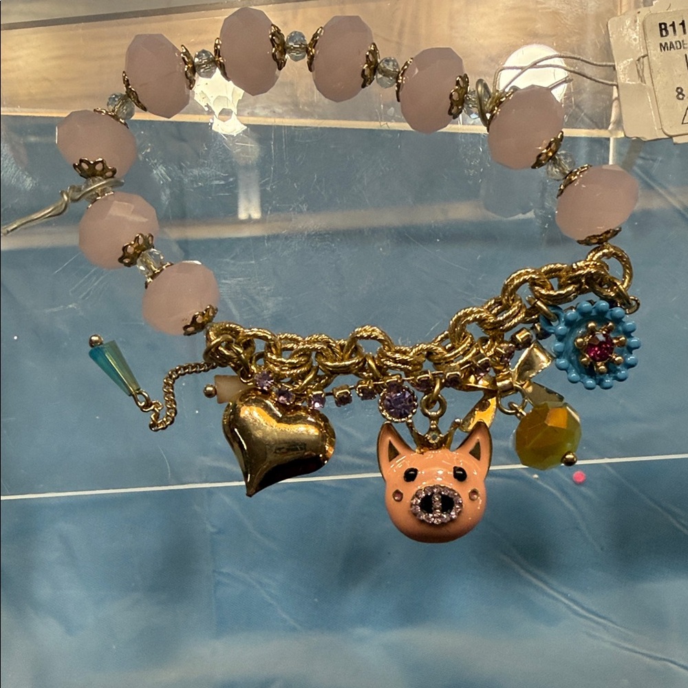 Betsey Johnson Pink and Gold Charm Bracelet - Picture 2 of 6